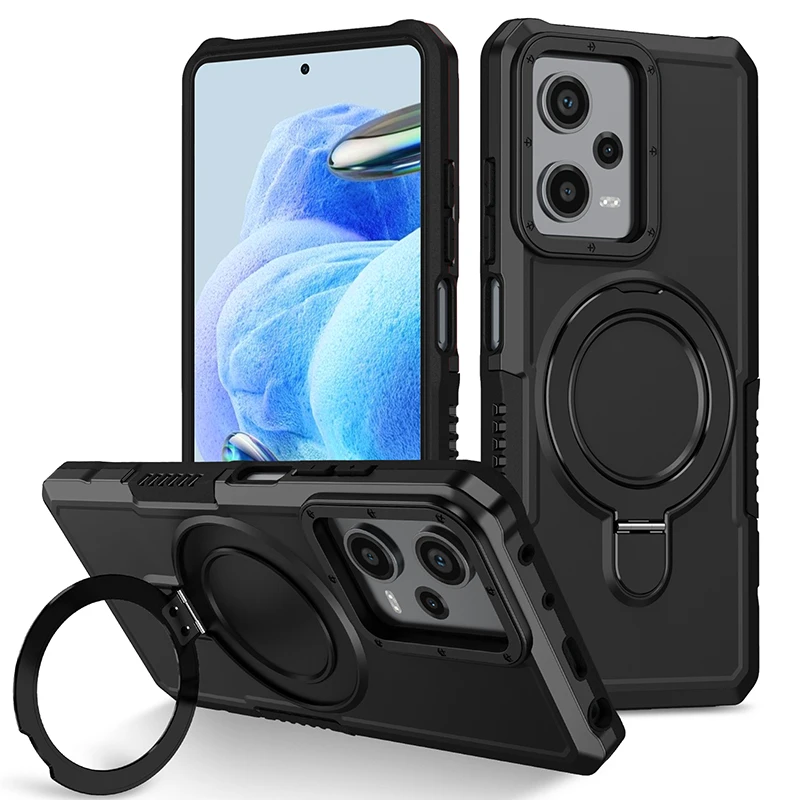 

For Redmi Note 10 12 Pro Phone Case With O Ring Stand for Note 11 9 8 Poco X3 X5 M4 Pro 4G 5G Hard Shell Covers for Xiaomi 11T