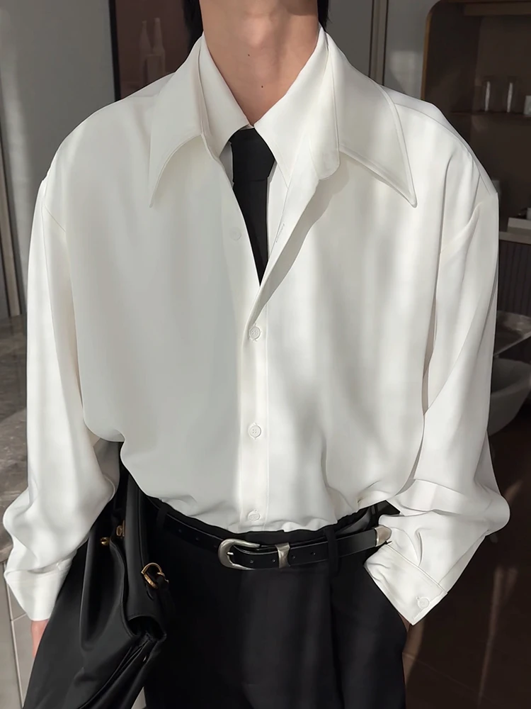 

Мужская белая рубашка с длинным рукавом в стиле преппи, модная верхняя одежда, внутренняя одежда, дышащая, из полиэфирного волокна, Naples White