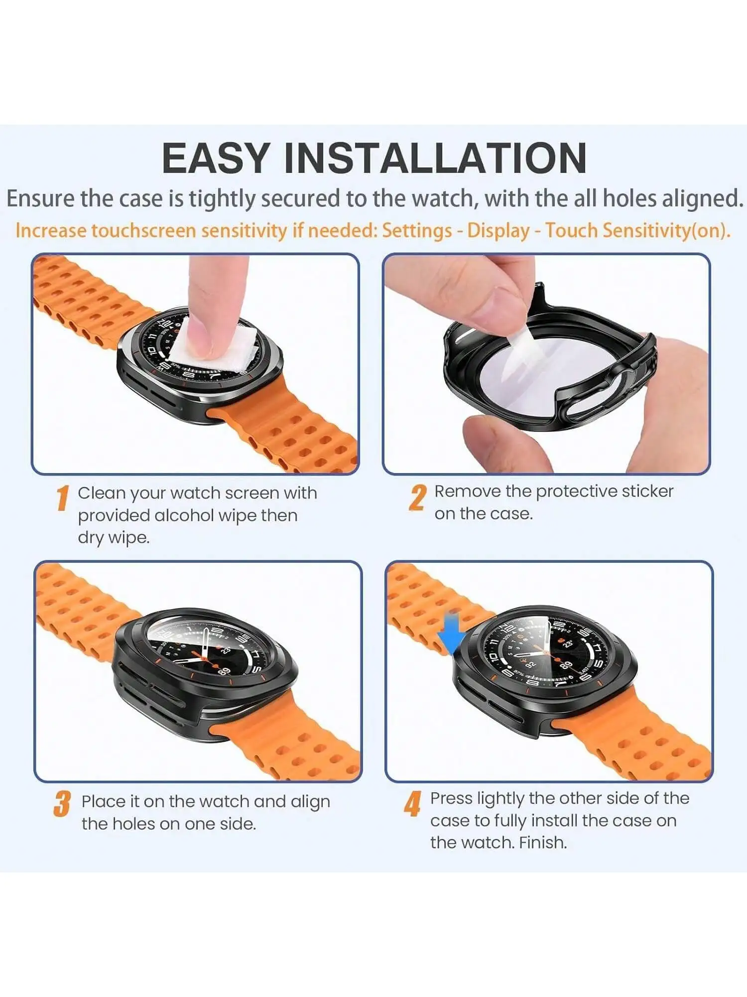 Coque en verre et étui pour Samsung Galaxy Watch 7 Ultra 47mm, protecteur d'écran, coque PC rigide pour Galaxy Watch 7