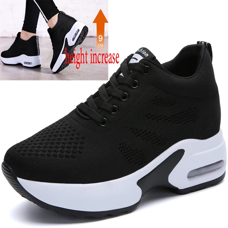 

Новые женские прогулочные туфли с увеличенной высотой внутри, дышащей и амортизирующей подошвой на воздушной подушке, повседневная спортивная обувь.