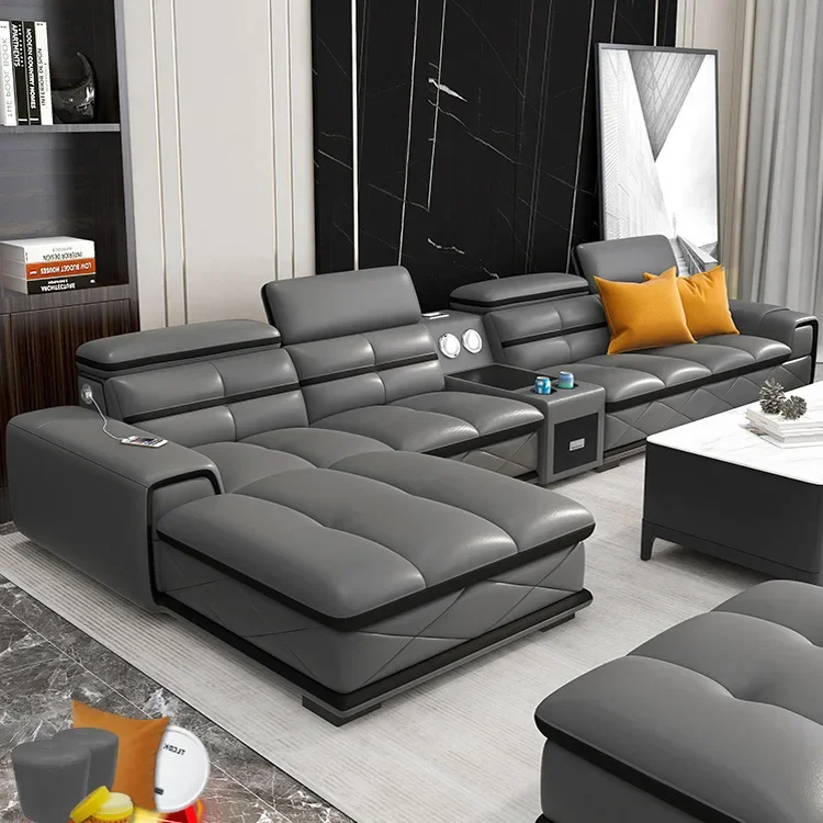 

Leather Sofa First Layer Cowhide Modern Simple Sofa Living Room Combination Leather Sofa Furniture Complete Decoration