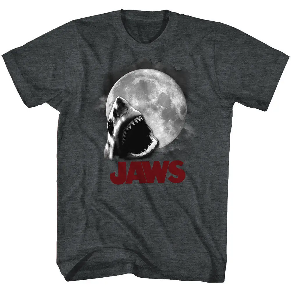 JAWS Movie T-Shirt OCEAN MOON in Sizes SM - 5XL New TEE in Black Heather