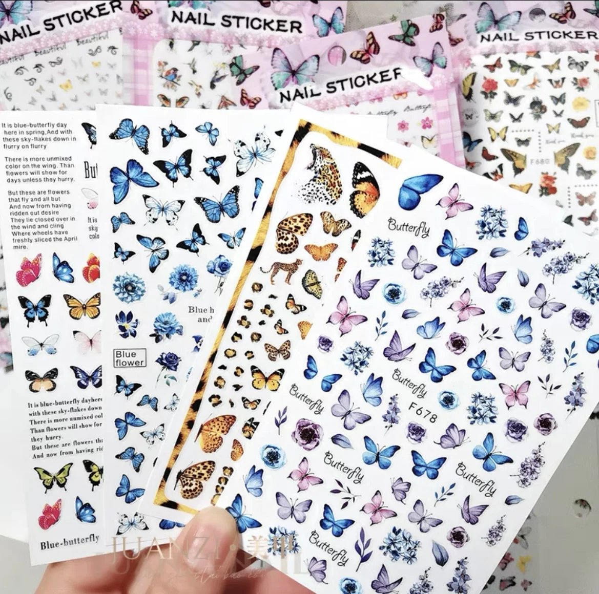 

Summer Butterfly Nail Sticker 3D Graffiti Ice Cream Fruit Series Nail Art Supplies And Decorations DlY Self-Adhesive The Flowers