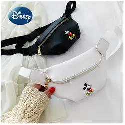 Disney Mickey  New Fashion Children's Waist Bag High Quality Children's Messenger Bag Large Capacity PU Zipper Girls Chest Bag