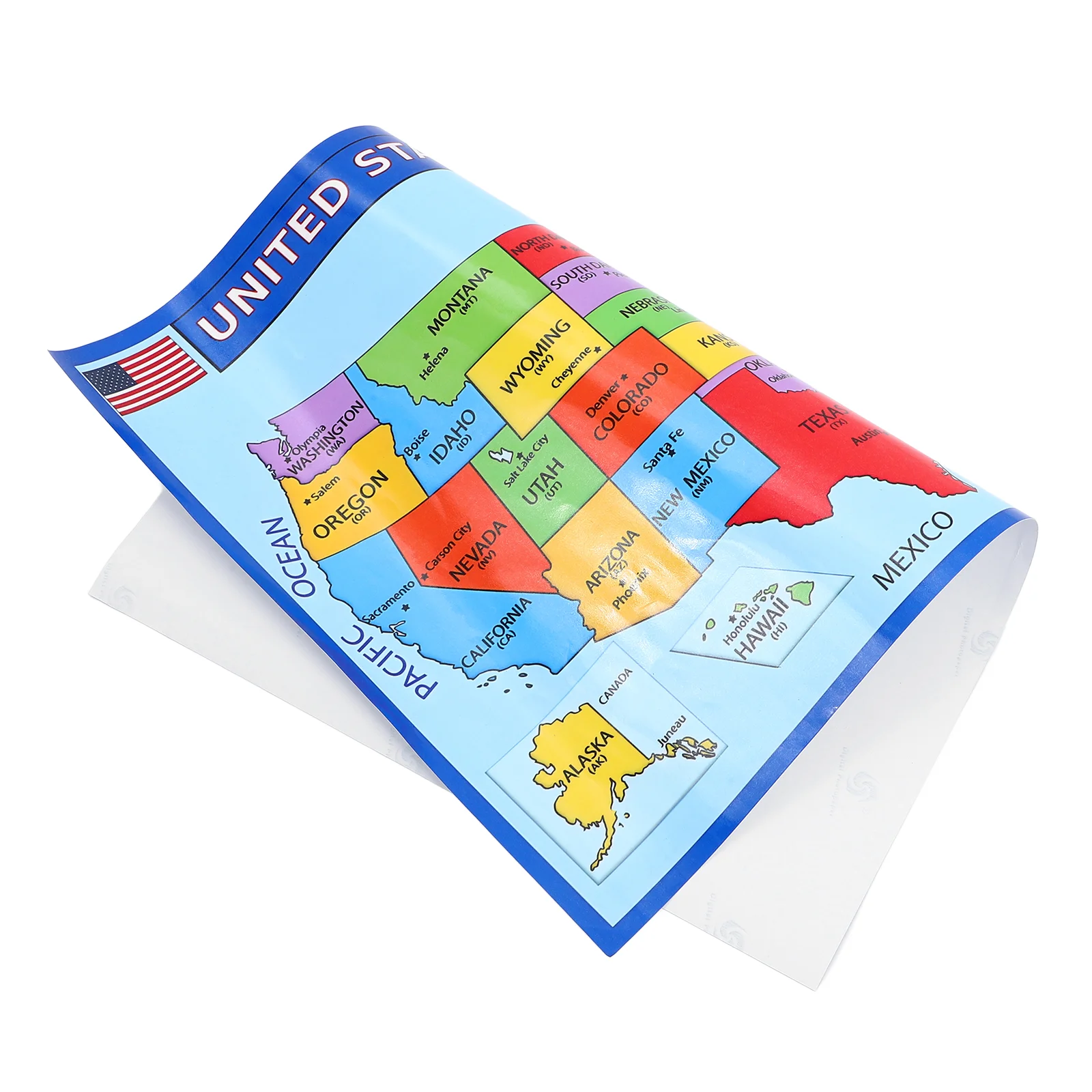 

2 Pcs United States Map Hanging Geography for Learning America of Laminated Pictures Maps Wall UV Paper