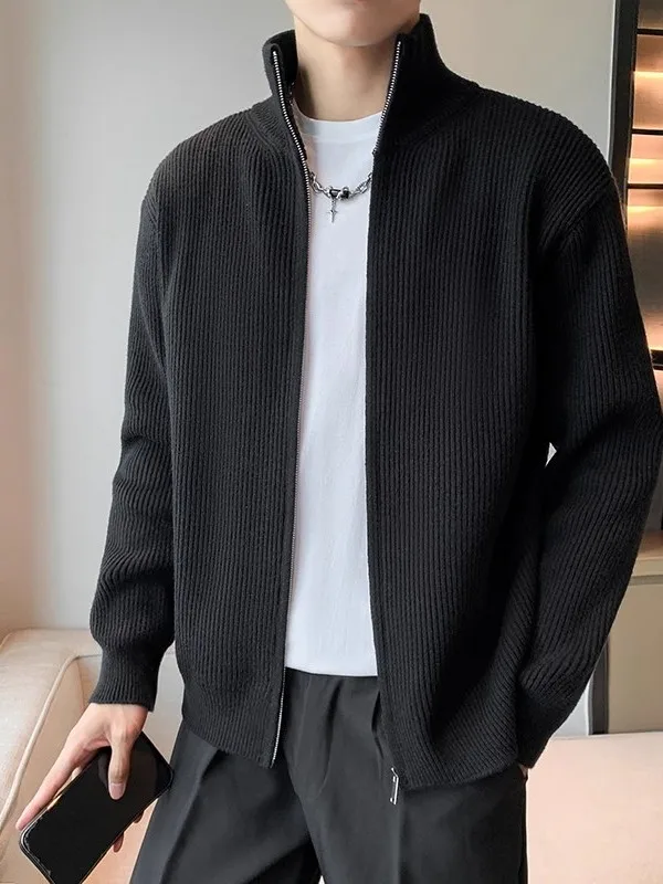 

Sli вязаный джет для мужчин, модный открытый кардиган с воротником-стойкой, свитер, верхняя одежда, повседневная одежда из полиэфирного волокна, длинный све