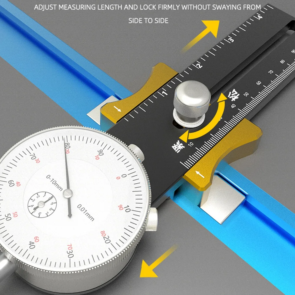 AT14 Table Saw Dial Gauge Corrector Black Aluminum Alloy About 230Mm Long For Saw Table Saw Blade Parallelism Correction
