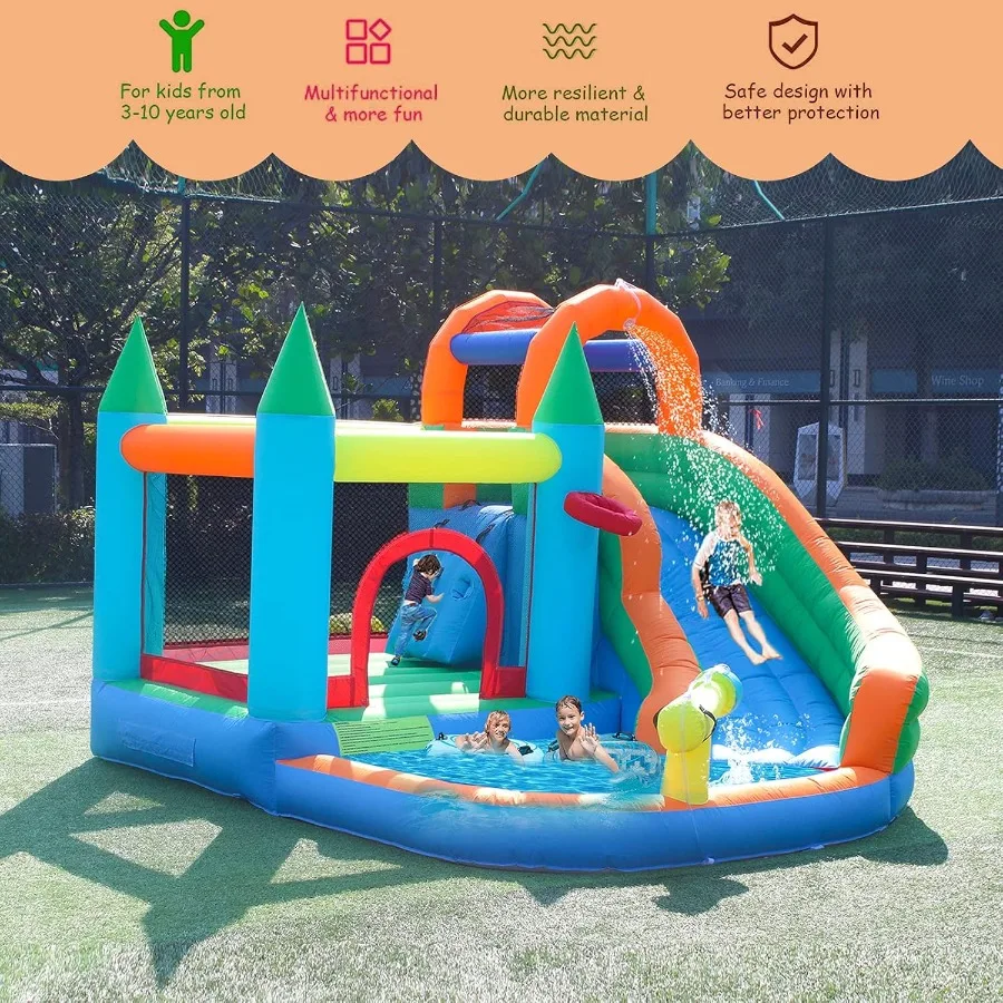 Aufblasbare Wasserrutschen Park Aufblasbare Hüpfburg Hüpfburg mit Spritzschutz Pool Kletterwand mit Gebläse