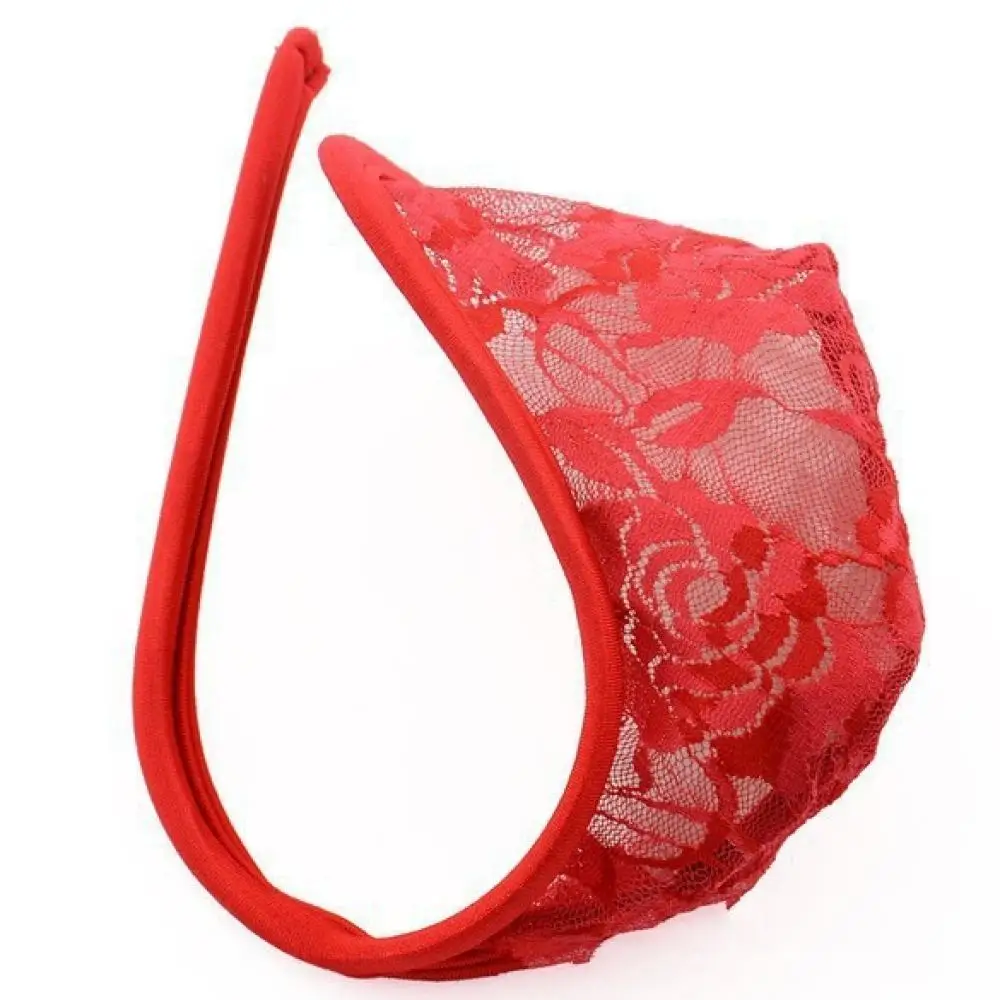 Sexy Mens C String Underwear Lace Transparent Thong Breathable G Strings Exotic Briefs Nightwear Seamless Briefs