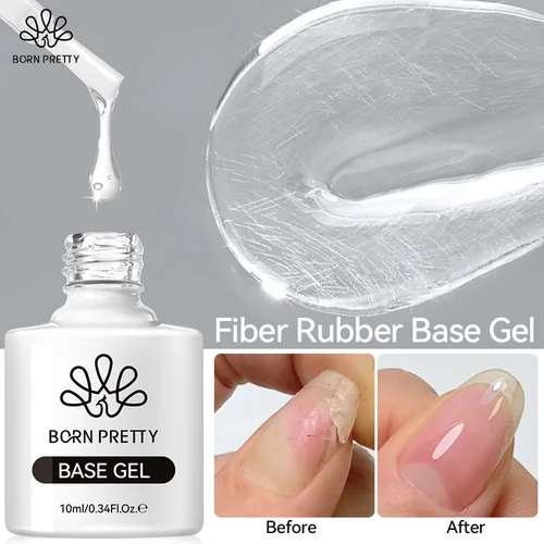 BORN PRETTY-Gel Base de fibra de goma para uñas rotas, fibra de vidrio reparada, transparente, de construcción rápida, barniz de Gel de construcción UV
