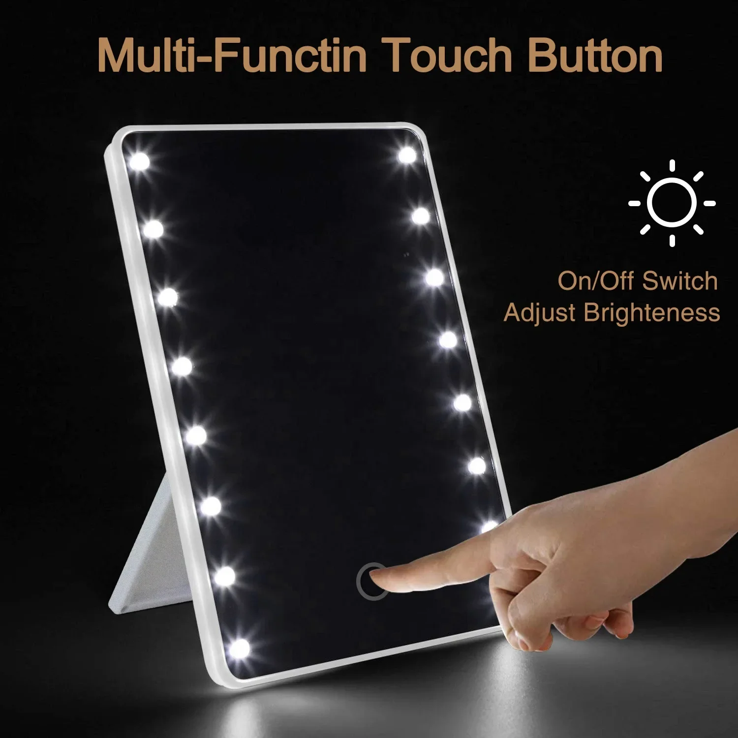 16 LEDs Makeup Mirror with LED Touch Adjustable Light Cosmetic Mirror Illuminated Vanity Mirror Espejo De Maquillaje De Mesa