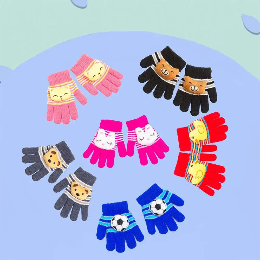 Warm Thick Warm Mittens Full Finger Gloves Toddler Knitting  Gloves