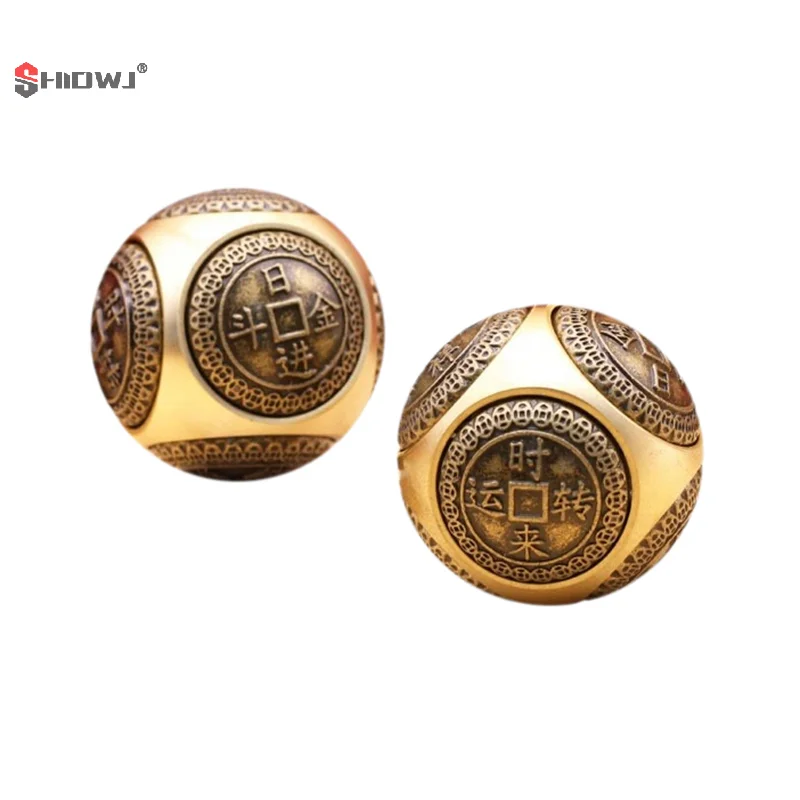 Six-faced Four blessing luck money Fidget Spinner EDC Copper Stress Relief Cube Decompression Cube  Antistress Fidget Toys