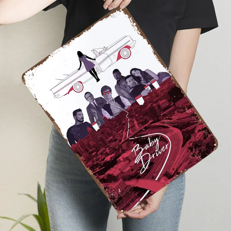 ملصق معدني لفيلم سائق الطفل ديكور الغرفة في عناصر ديكور المنزل علامات قصدير معدنية قابلة للتخصيص لتزيين جدران الفن كهف رجل