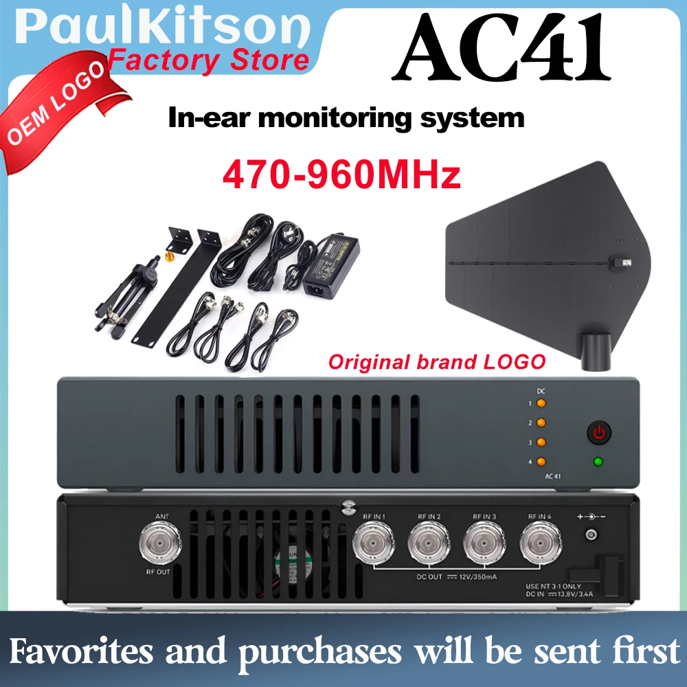 

AC41 Professional In-Ear Monitoring System Wireless Microphone Monitor Signal Amplifier 450-960MHz Suitable for Stage Performanc
