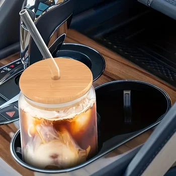 Tasse en verre en forme de boîte avec couvercle et paille, tasse transparente pour thé, jus et bière, pour boissons froides, fête, 350ml/550ml, 1/2/4/6 pièces