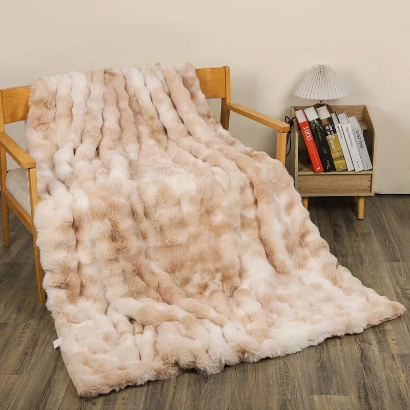 

Artificial Rabbit Plush Blanket Warm Nap Office Shawl Air Conditioning Blanket Raschel Blankets Sofa Blanket Colorful Blankets