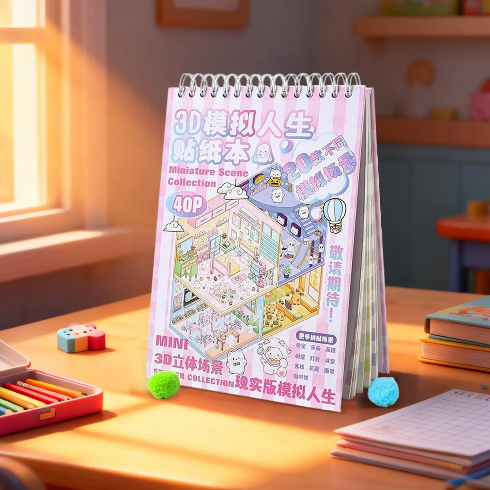 Aufkleber-Szene, Cartoon-Miniatur, Fantasie, lustige Kunst, Kunsthandwerk, lustiges Aufkleberbuch für Erwachsene, Liebhaber, Freunde, Kinder, Jugendliche, Teenager