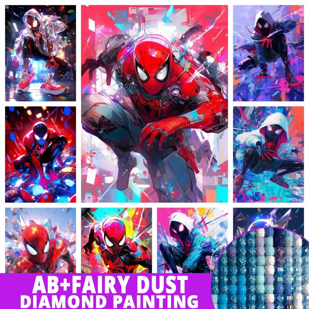 Fairy Dust AB 5D DIY Diamond Painting Spider Man Superhero Marvel Art Mosaic Embroidery Home Decor Kids Gift