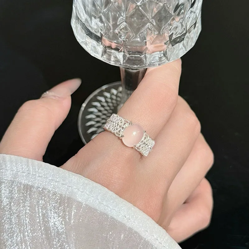 VENTFILLE 925 Sterling Silver Lace Textured Cat's Eye Stone Ring For Women Hollow Out Versatile Jewelry Party Gift Dropshipping