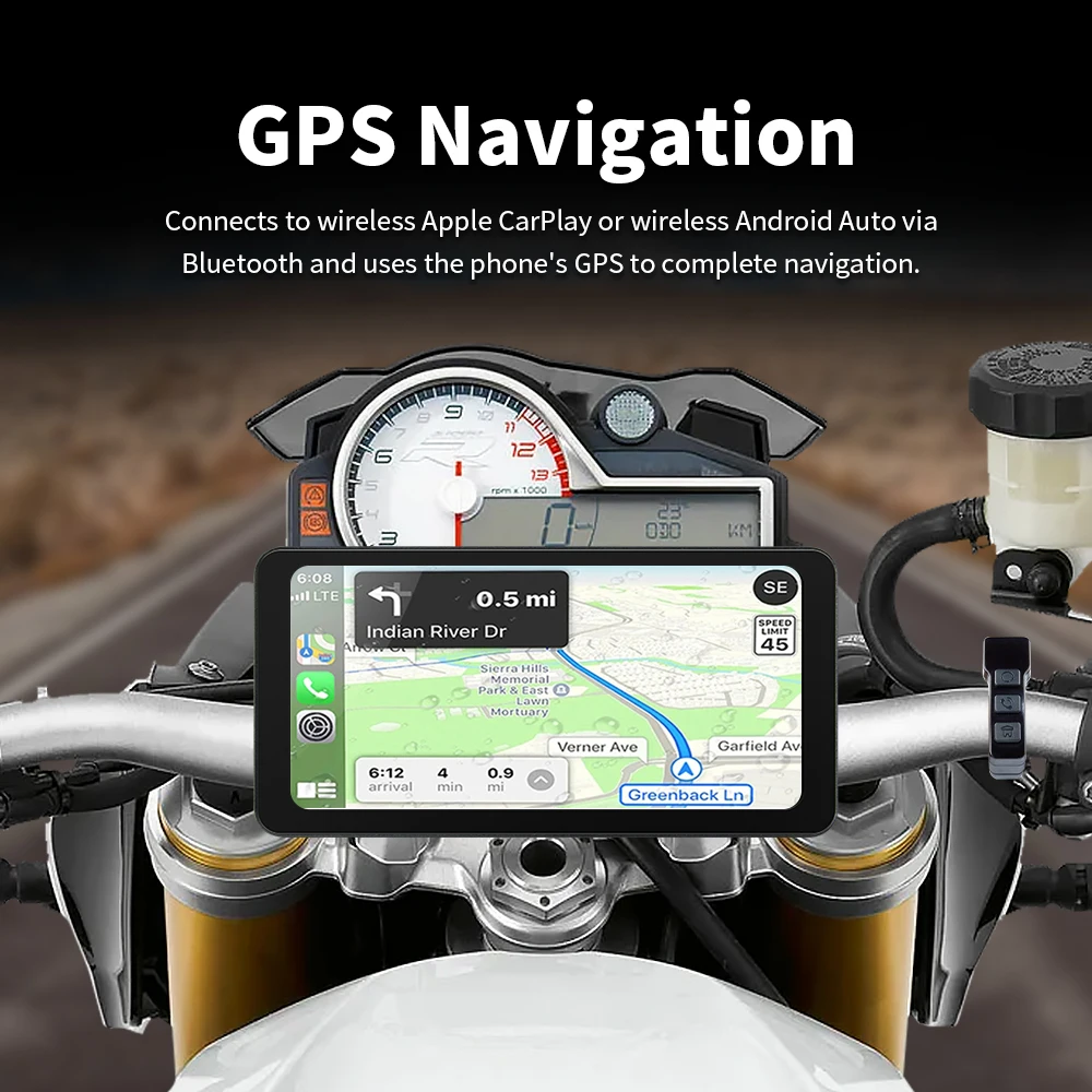 EKIY 6.3Inch Navigasi Motor Carplay IP67 Tahan Air Perekam Perjalanan Monitor Motor Wireless Carplay Android Auto GPS Motor