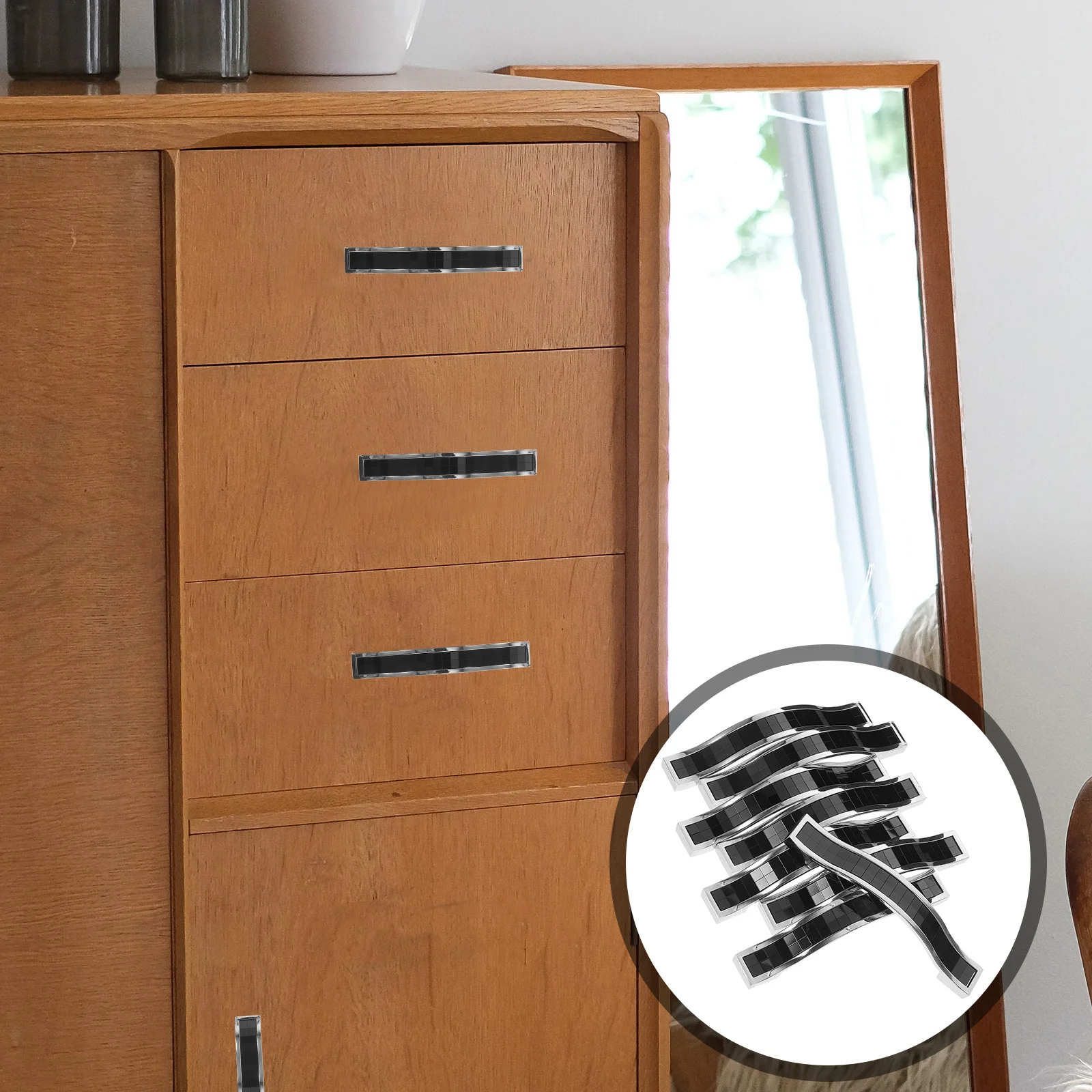 

8pcs Drawer Handles Black Zinc Alloy Cabinet Pulls For Kitchen Wardrobe Cupboard Dresser Furniture Hardware Replacement