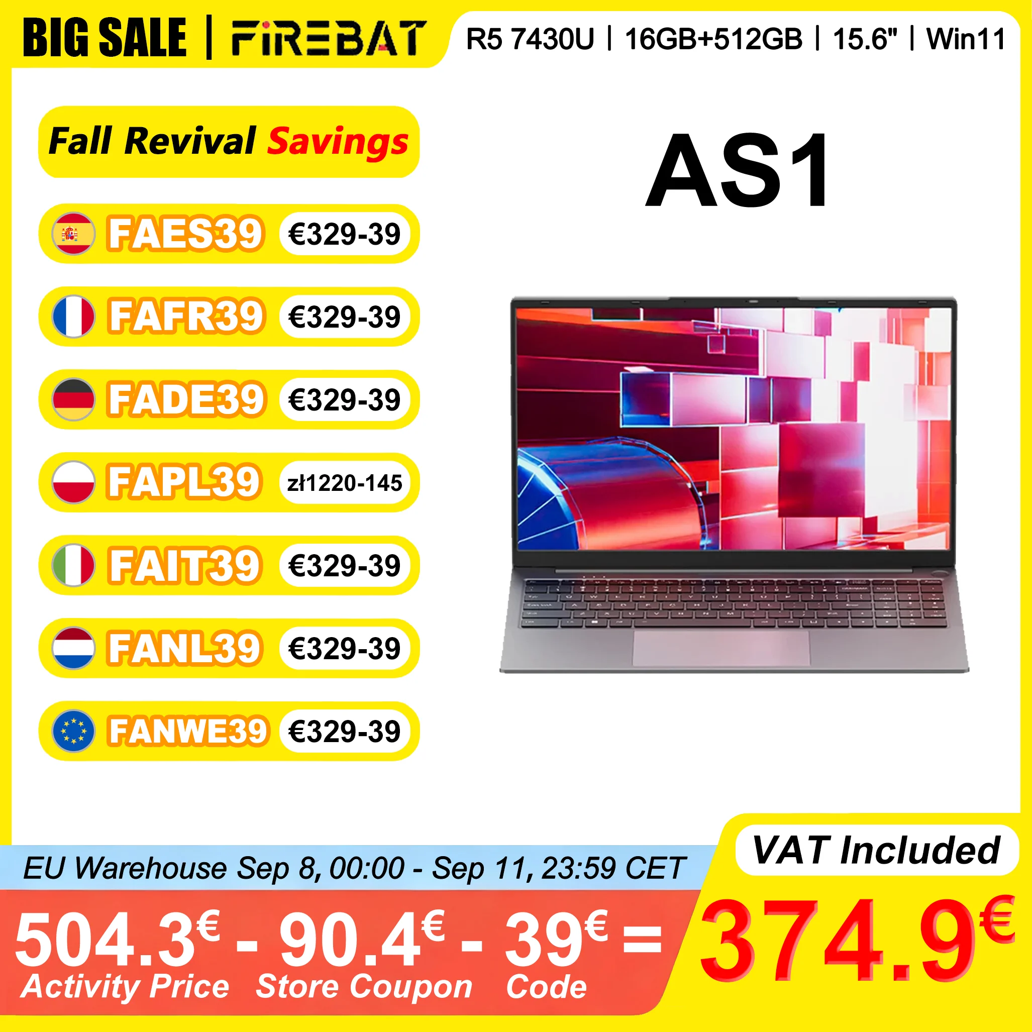 Portátil FIREBAT AS1 15.6″ R5 16GB 512GB