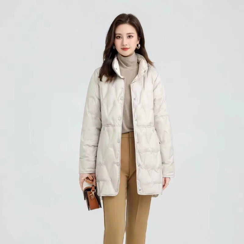 Women's Mid-Long Down Parkas, Two Sides Wear, Casual Thin Puffer Jacket, Warm Winter Coats, New Fashion, 2024