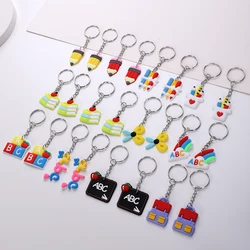 24pcs Students Stationery Keychain PVC School supplies Pendant Cartoon Bag Schoolbag Accessories  School season Graduation Gifts