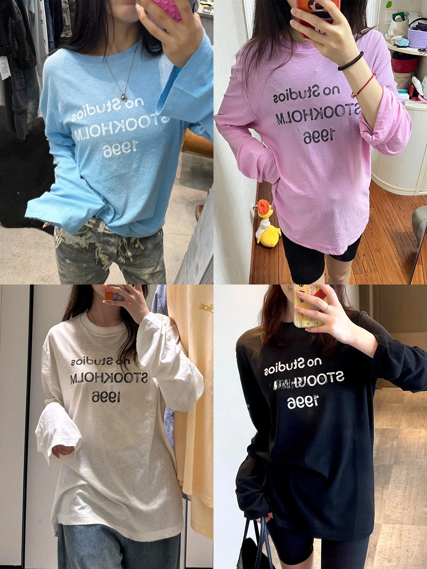 

Women's Loose Long Sleeve T-shirt Cotton Casual Style Printed Casual Fashion Dyeing Worn out UV Protection round Neck Top