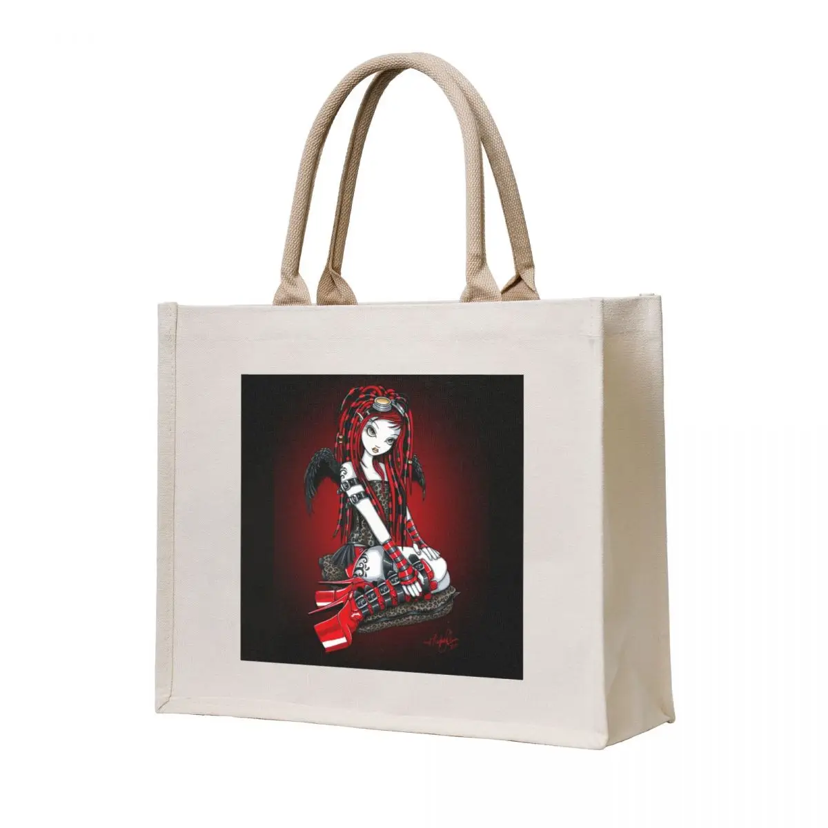 

Crimson Cybergoth Leopard print Cyberlocks Angel Tote Bag hand bag ladies handbag Handbags Customizable tote bag