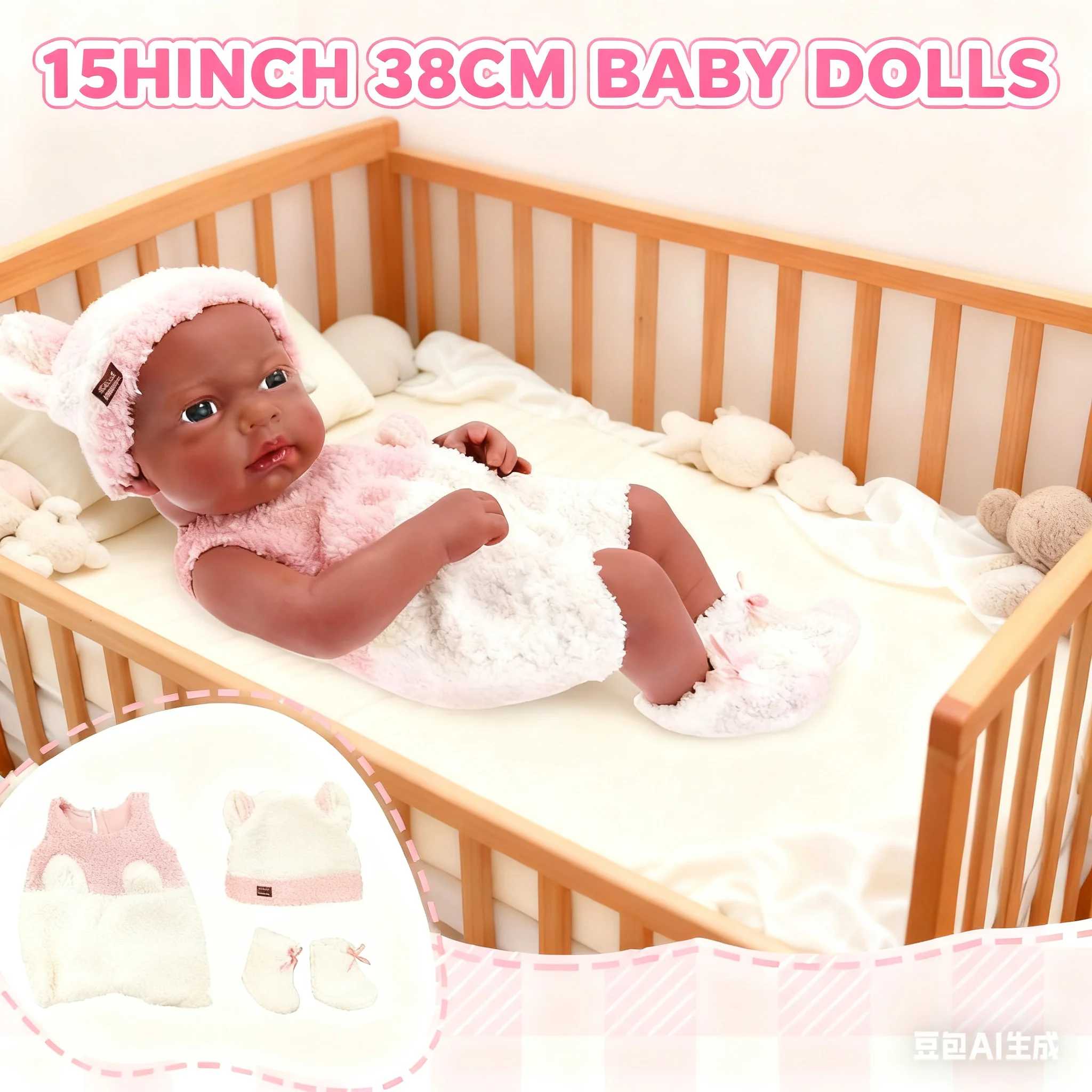 

15inch 38cm Reborn Dolls Toys Girl Lifelike Vinyl Baby Dolls Toys with Cute Clothing Simulated Baby Toys Christmas Newyear Gifts