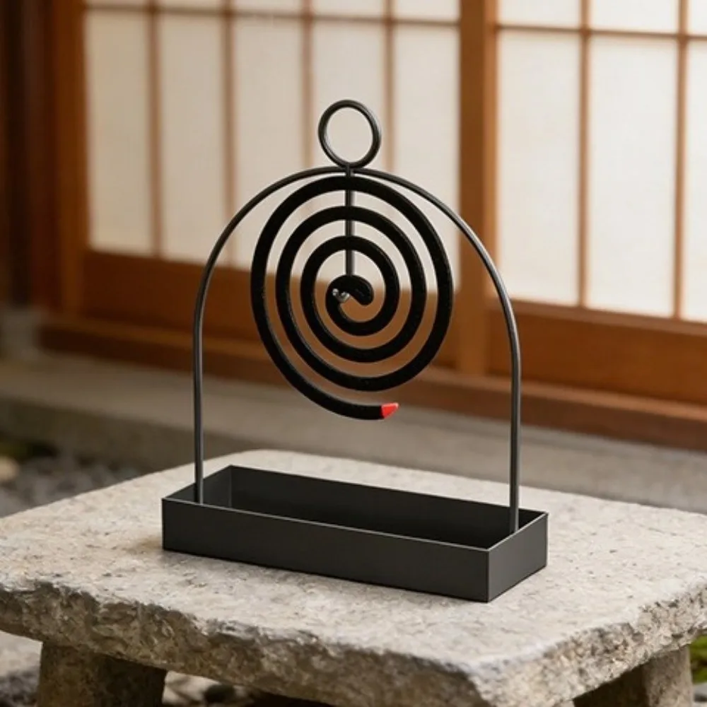 Anti Scalding Mosquito Coil Stand Rustproof Portable Incense Holder Ash Catcher Tray with Handle Mosquito Incense Holder Camping
