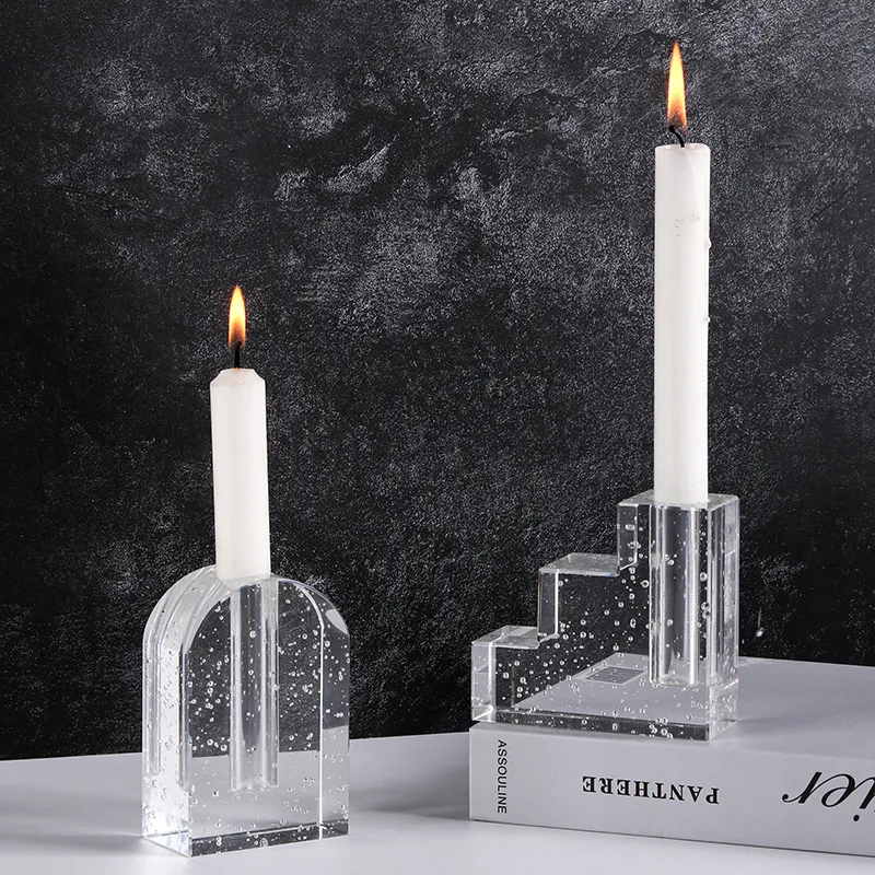 Nordic light luxury ornament crystal candlestick model room living room geometric crystal flower ware dried flower arrangement d