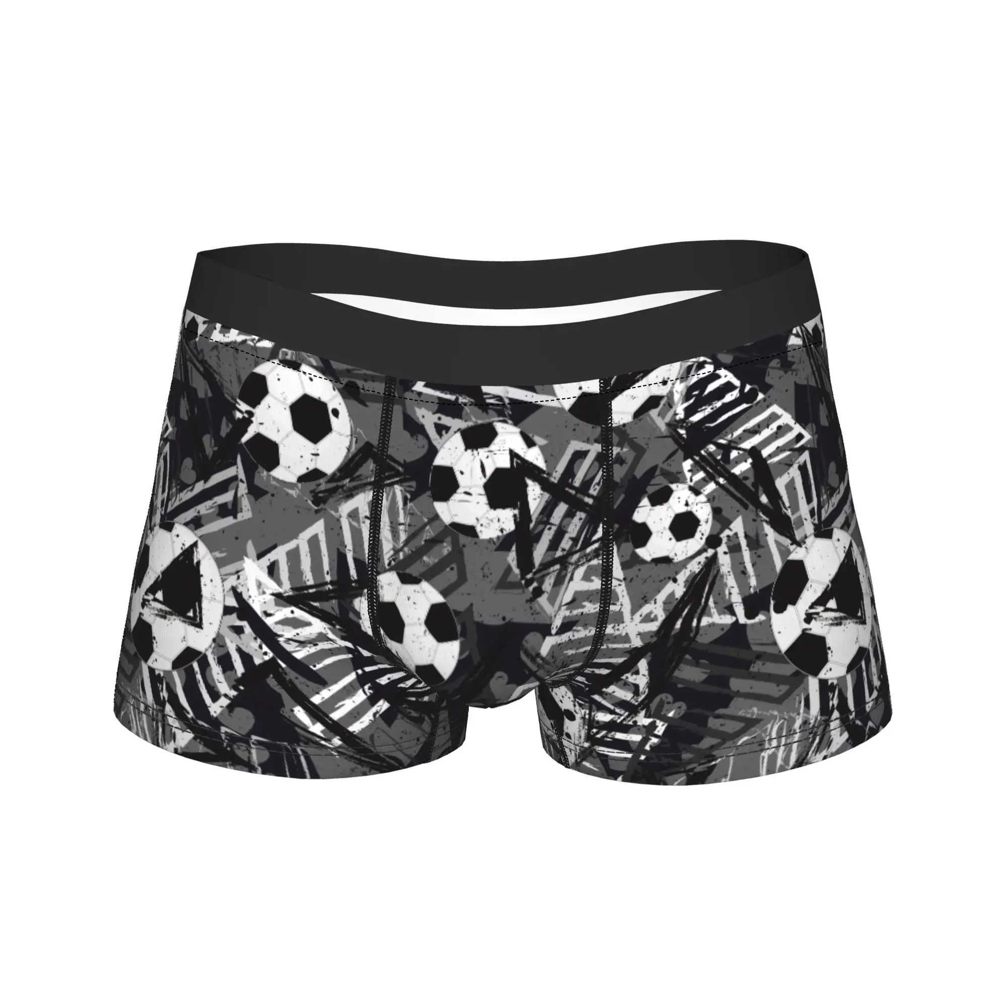 Men Cartoon Soccer Ball Football Long Underwear  Funny Boxer Briefs Shorts Panties Male Soft Underpants M-XXL