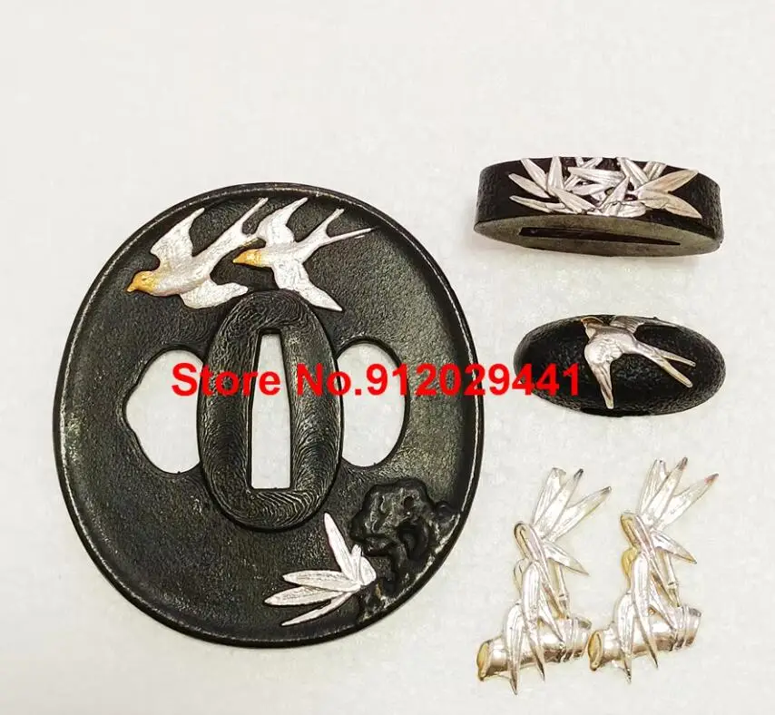 High Quality A Set Copper Bamboo Fitting Tsuba Menuki Kashira Accessory Parts For Japanese Samurai Katana Sword