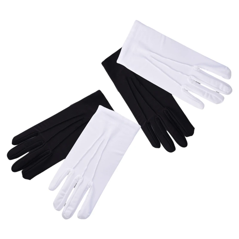 Guantes blancos, guantes formales para uniformes para niños y niñas, espectáculo arte, fiesta, guantes negros, desfile Formal