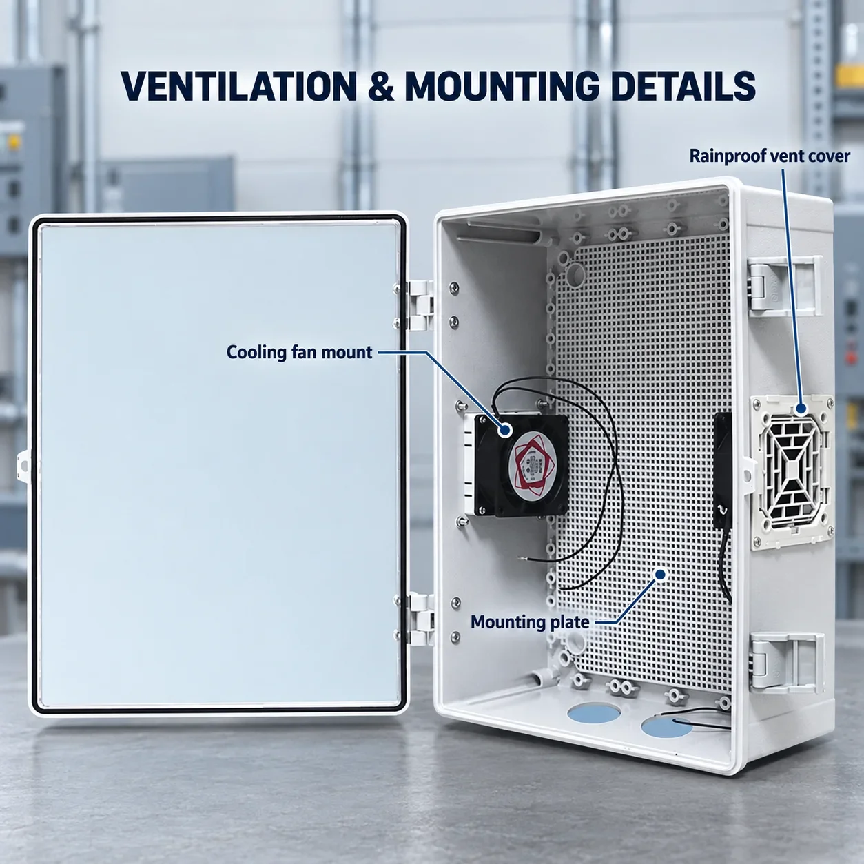 Electric Meter Control Box Ventilated Plastic Distribution Box Rainproof Heat Dissipation Holes Monitoring Junction Box