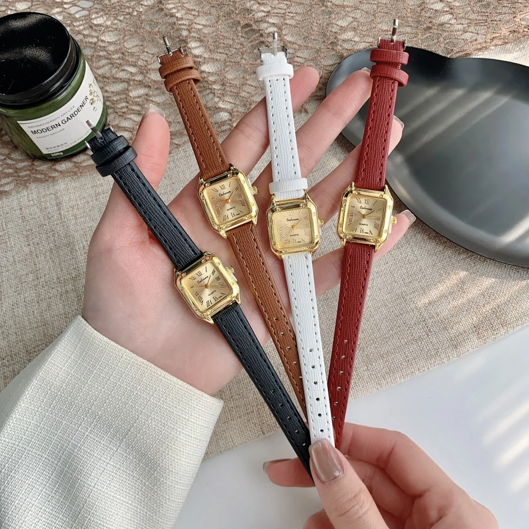 Luxury Belt Retro Women Leisure Watch Fashion Quartz Square Dial  Watches Daily Simple Wristwatches Reloj Mujer