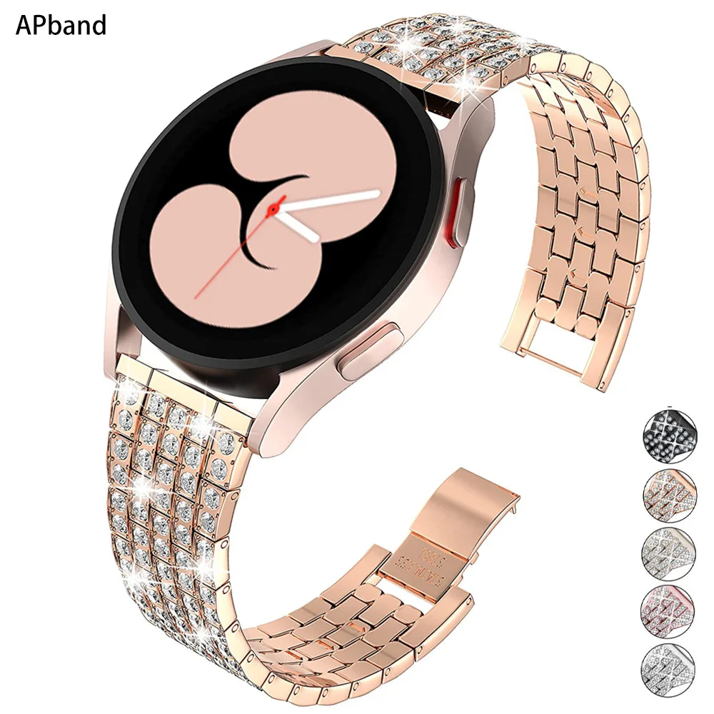 Band for Samsung Galaxy Watch 5/6/pro/4 44 40mm/Classic/46mm/42mm/active 2 Gear s3 Metal Diamond bracelet 22mm 20mm watch strap