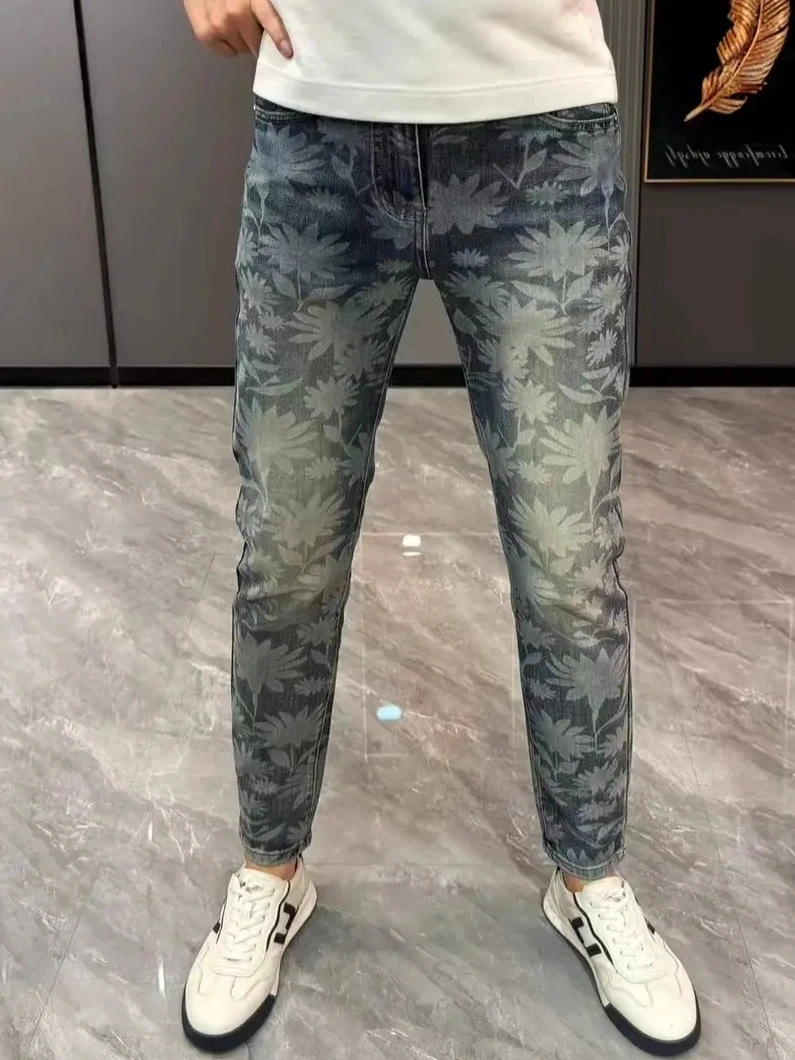 

High Quali Men's Jeans Spring Autumn New Sle Versatile Trendy Premium Feel Cool Busin Stand Fit Slim Leg Zipper Clo...