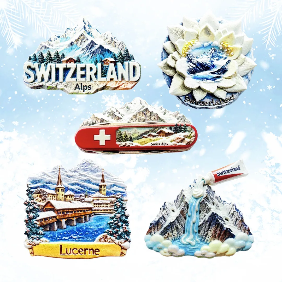 Europe Switzerland Swiss Alps Lucerne Magnet Tourist Souvenirs Refrigerator Magnetic Stickers Travel Gifts