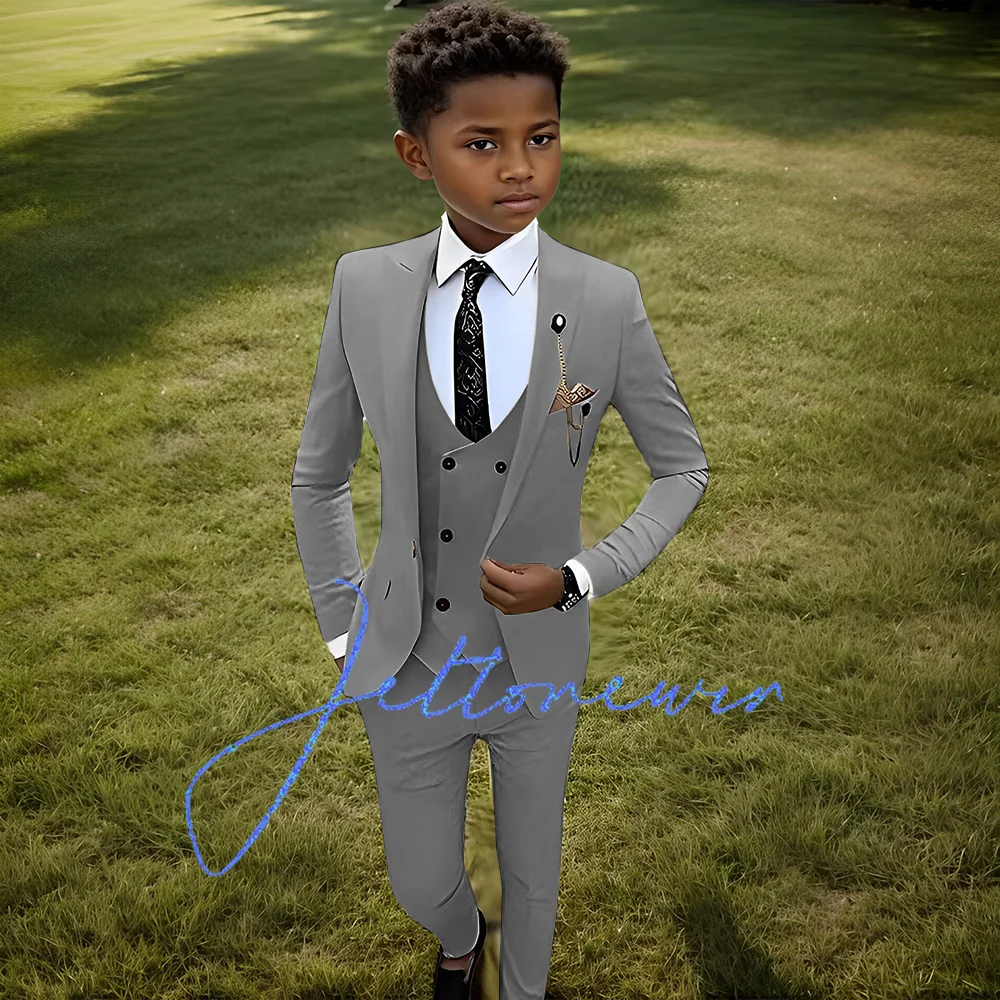 Traje Formal para niños, traje de 3 piezas para boda, esmoquin, chaqueta, pantalones, chaleco, Blazer, 2-16T