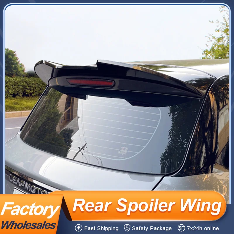 For Leapmotor T03 EV Rear Roof Trunk Lid Car Spoiler Wing Sport Design Upgrade Glossy Black Color DIY Install No Drill Spoiler