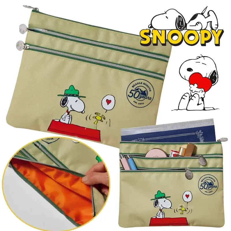 

Сумка для хранения Snoopy, многослойная сумка для хранения файлов, студенческий идентификатор, бумажная сумка, милая мультяшная многофункциональная сумка для хранения, подарок