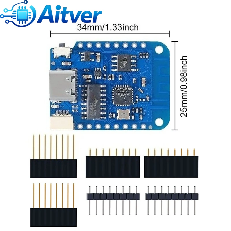 Für Wemos D1 Mini V4 LOLIN D1 Mini V4 Typ C ESP8266 WiFi-Modul 4MB Flash Mikrocontroller-Board Kompatibel mit Arduino ESPHome