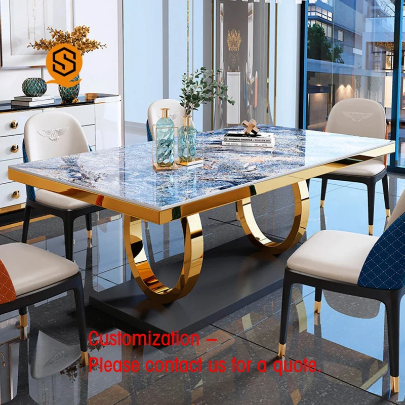 custom.Modern Dining Room Furniture Nordic Rectangular Luxury Marble Dining Table Dining Table Set with Chairs Sale