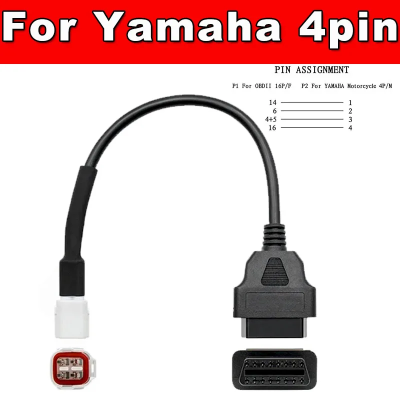 Motobike OBD2 Connector Motorcycle For YAMAHA 3 4Pin For Harley HONDA 4 6Pin K+CAN Cable Car Truck Moto OBD 2 Extension Cable