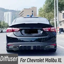 For 2019 20 21 22 23 Chevrolet Malibu XL ABS Plastic Black Carbon Car Rear Bumper Diffuser Lip Spoiler Tuning Accessories Part
