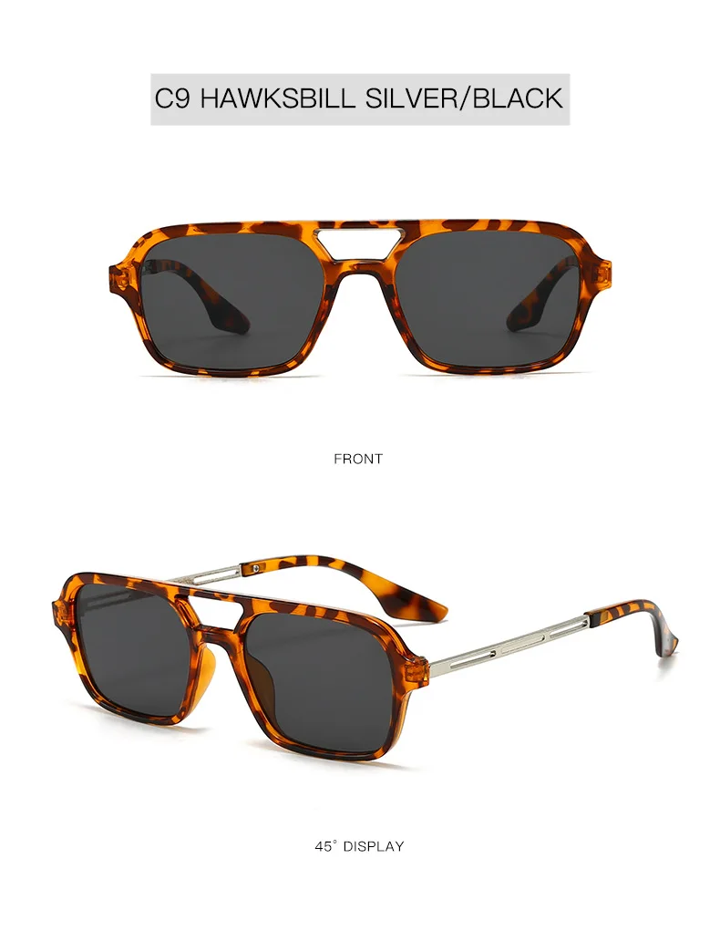 Vintage quadratische Sonnenbrille für Damen und Herren, rechteckige Sonnenbrille, ovale Sonnenbrille für Damen und Herren – Detail 14